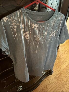 Apt. 9 Slate gray Floral Sequin Tee